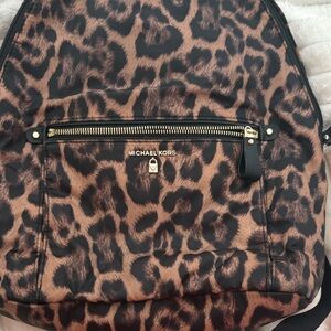 Michael Kors Animal Print Backpack - Black and Brown